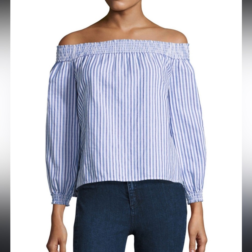 Rag and Bone Drew Blue Striped Off-Shoulder Women's Top XS